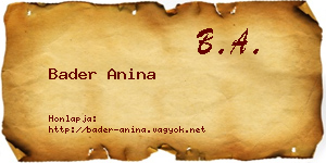 Bader Anina névjegykártya